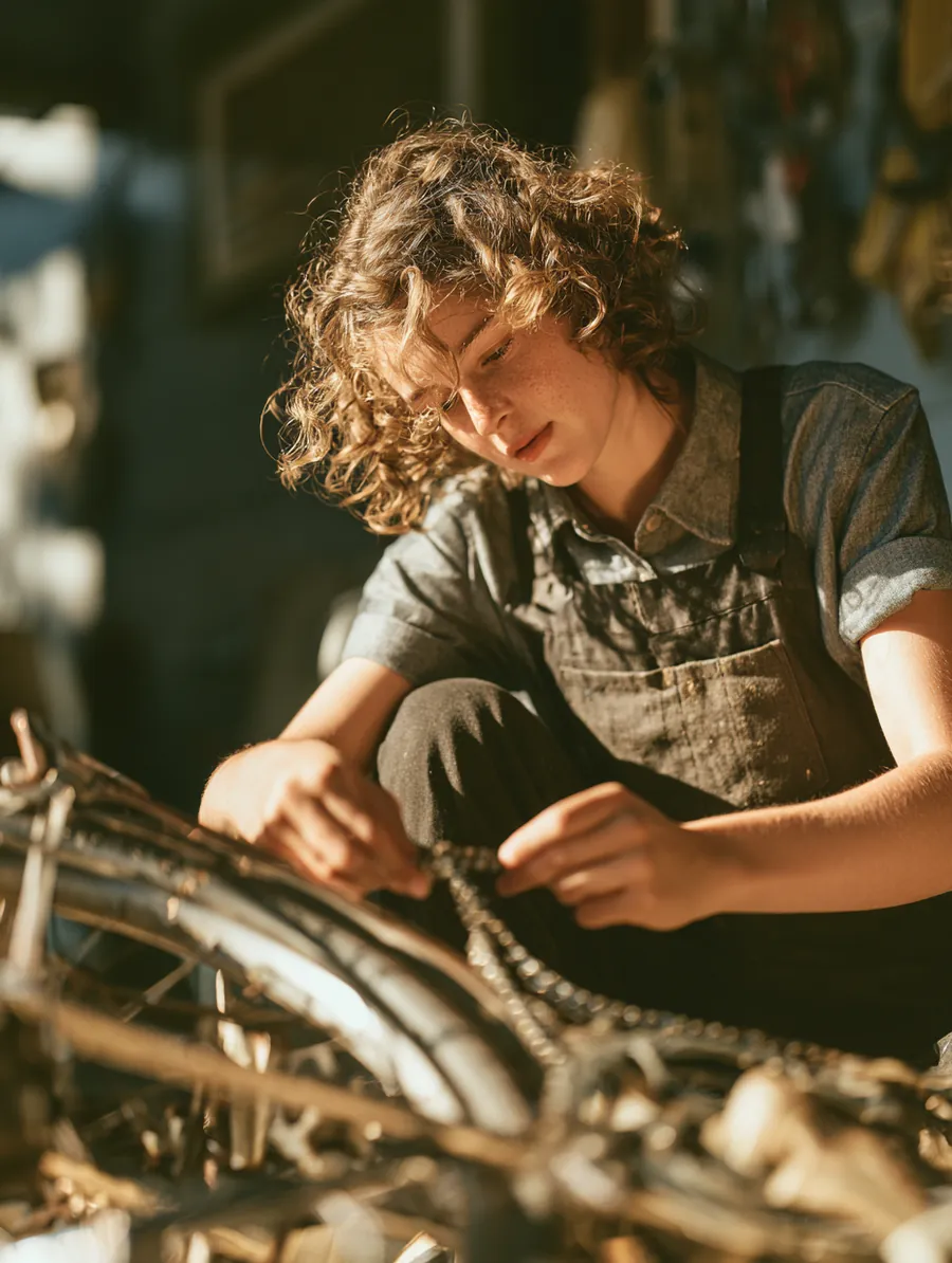 Fixing a bicycle chain on a sunny porch, small maintenance that prevents large repairs