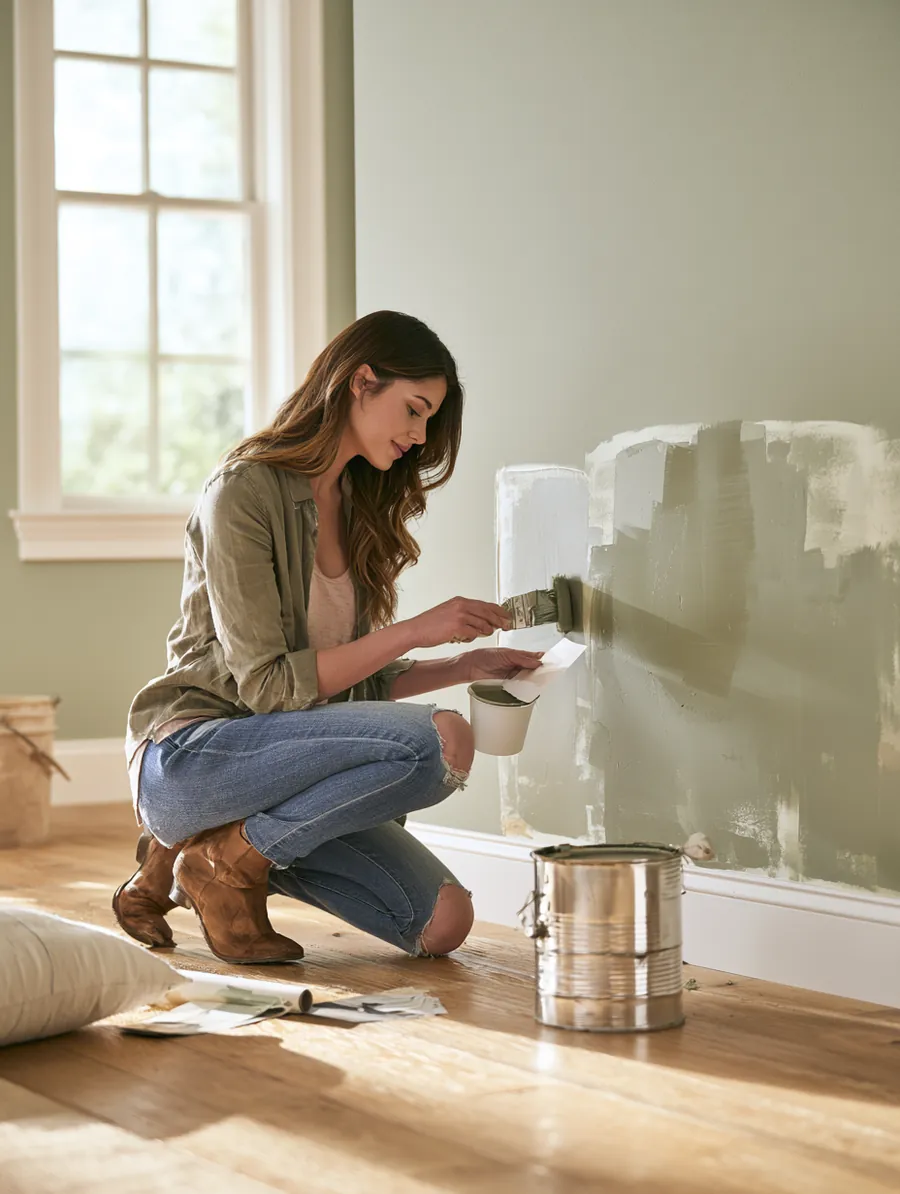 Comparing paint swatches against a wall, offers only comparable on the same axis